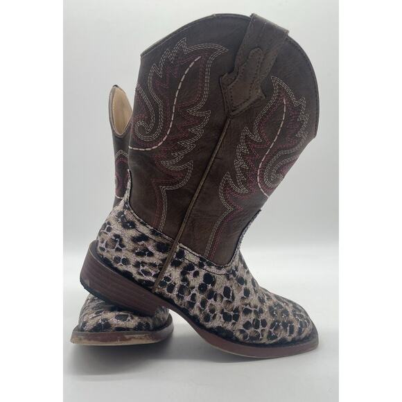 Roper Other - Roper Brand Little Kids Youth Sz 11 Brown Cheetah Print Cowboy Western Boot READ